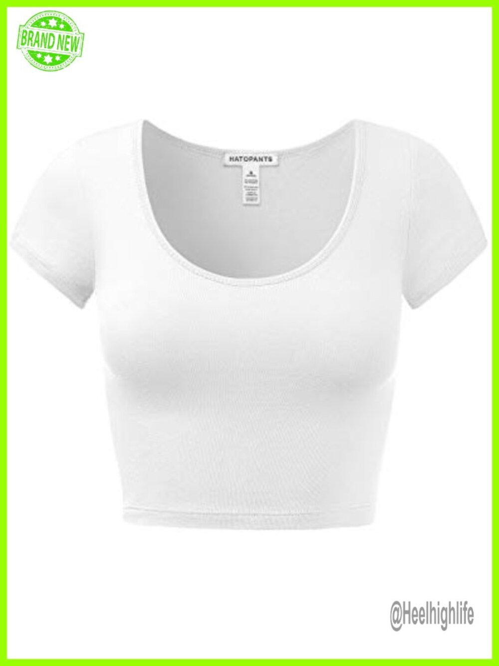 Women's Cotton Crop Top Short Sleeve Scoop Neck Stretchy Casual Shirt